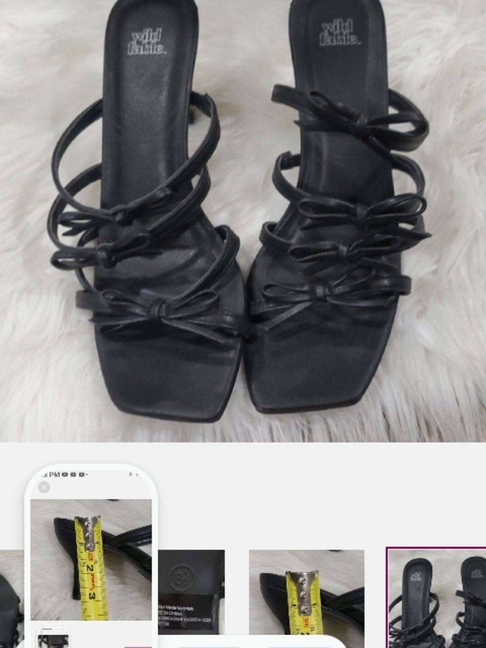 wild fable Black Strappy Bow Square-Toe Mules